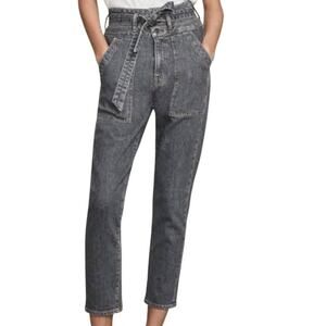 Veronica Beard Logan Straight Leg Jeans Tie Belt Extra High Rise Size 32 NWT